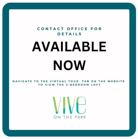 A sign advertising a virtual tour of a 2-bedroom loft.